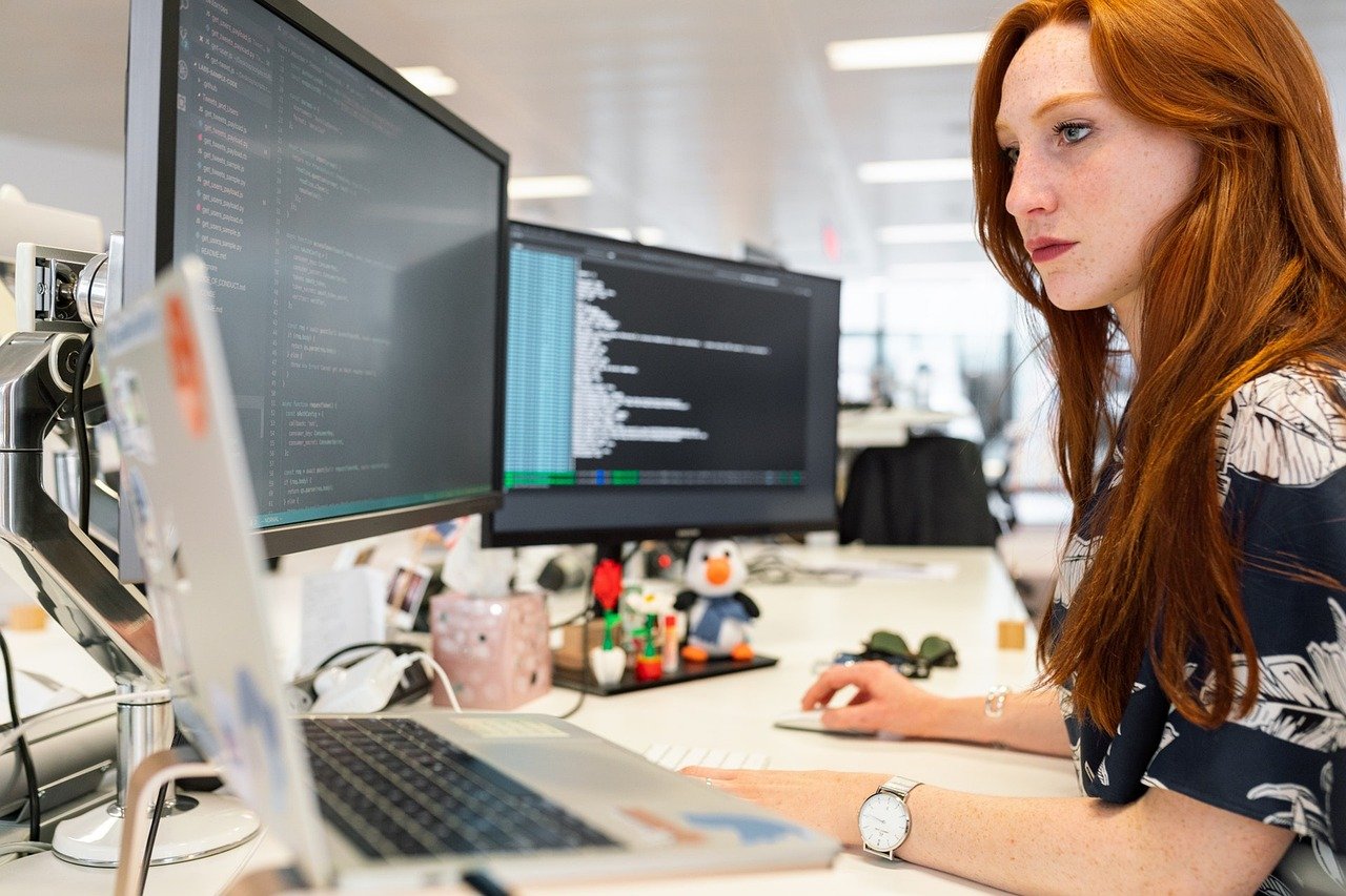 woman at a desk at work